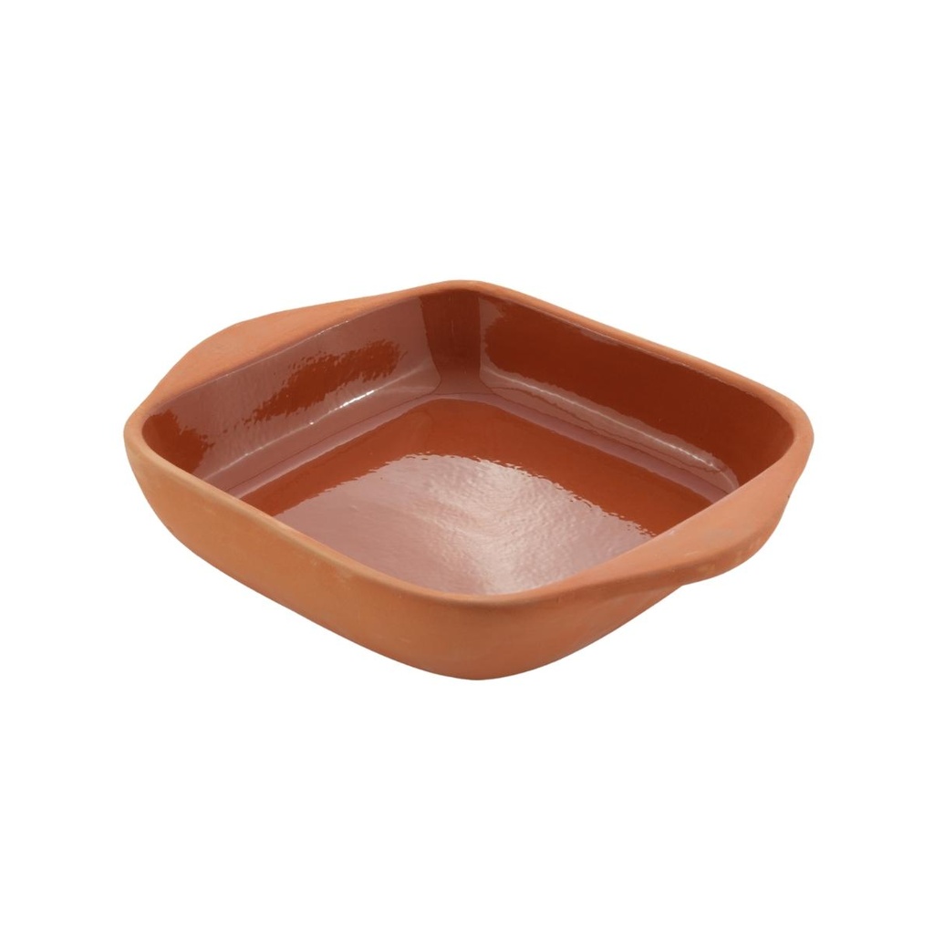 صينية فرن مربعة من طين باكو من تشي بروشيا، مقاس 23 × 23 × 6.5 سم، مطلية من الداخل