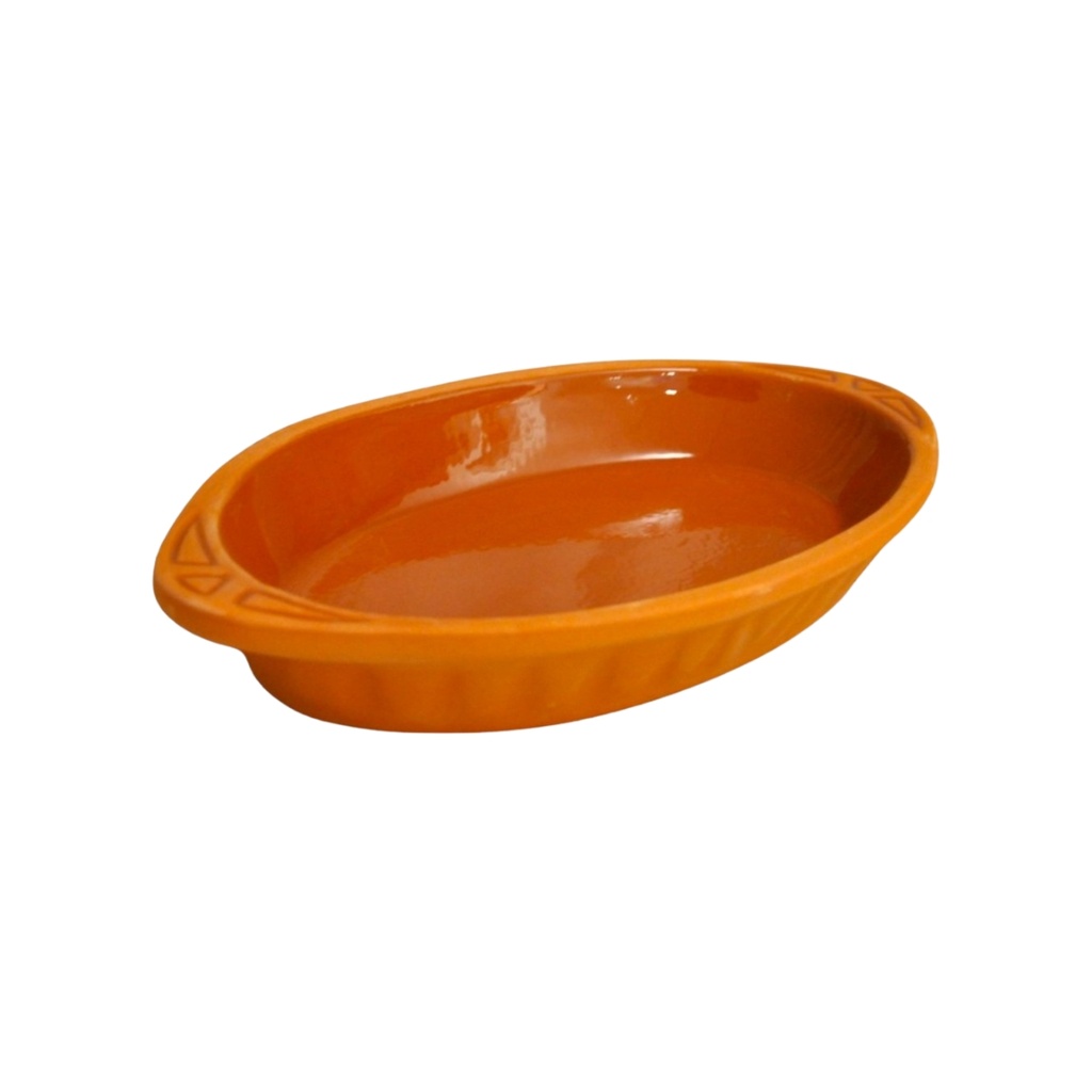 Che Brucia Clay Kilis Oval Oven Tray with Handle 25 x 11.5 x 3 cm Inner Glazed