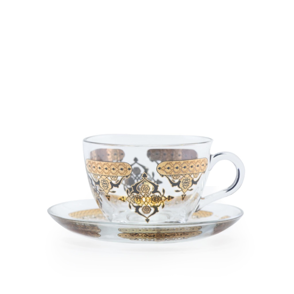 6+6 tea glass and saucer set 12pcs / 42705