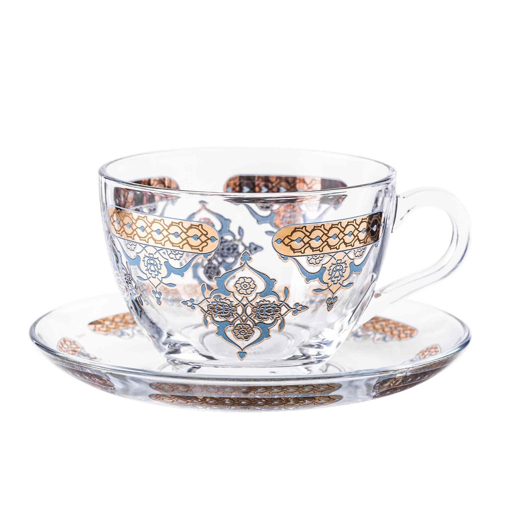6+6pcs tea glass set W saucer / 42722