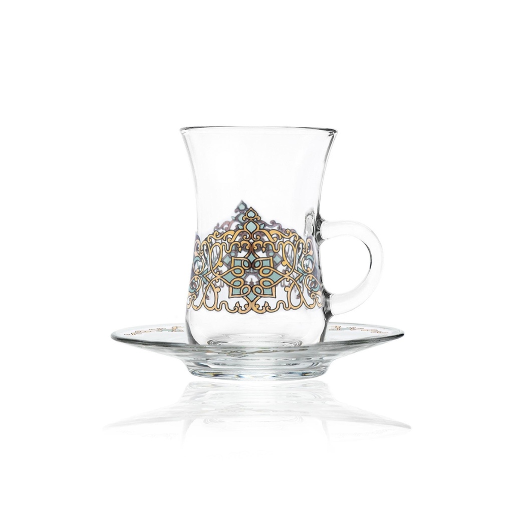 6+6 tea glass and saucer set 12pcs / 43379