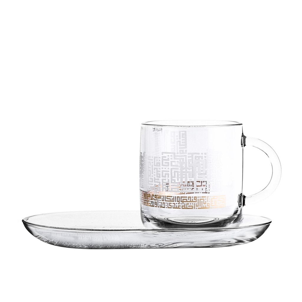 Dimlaj Glass Mug 4 Pcs Set Abraj Gold / 47134