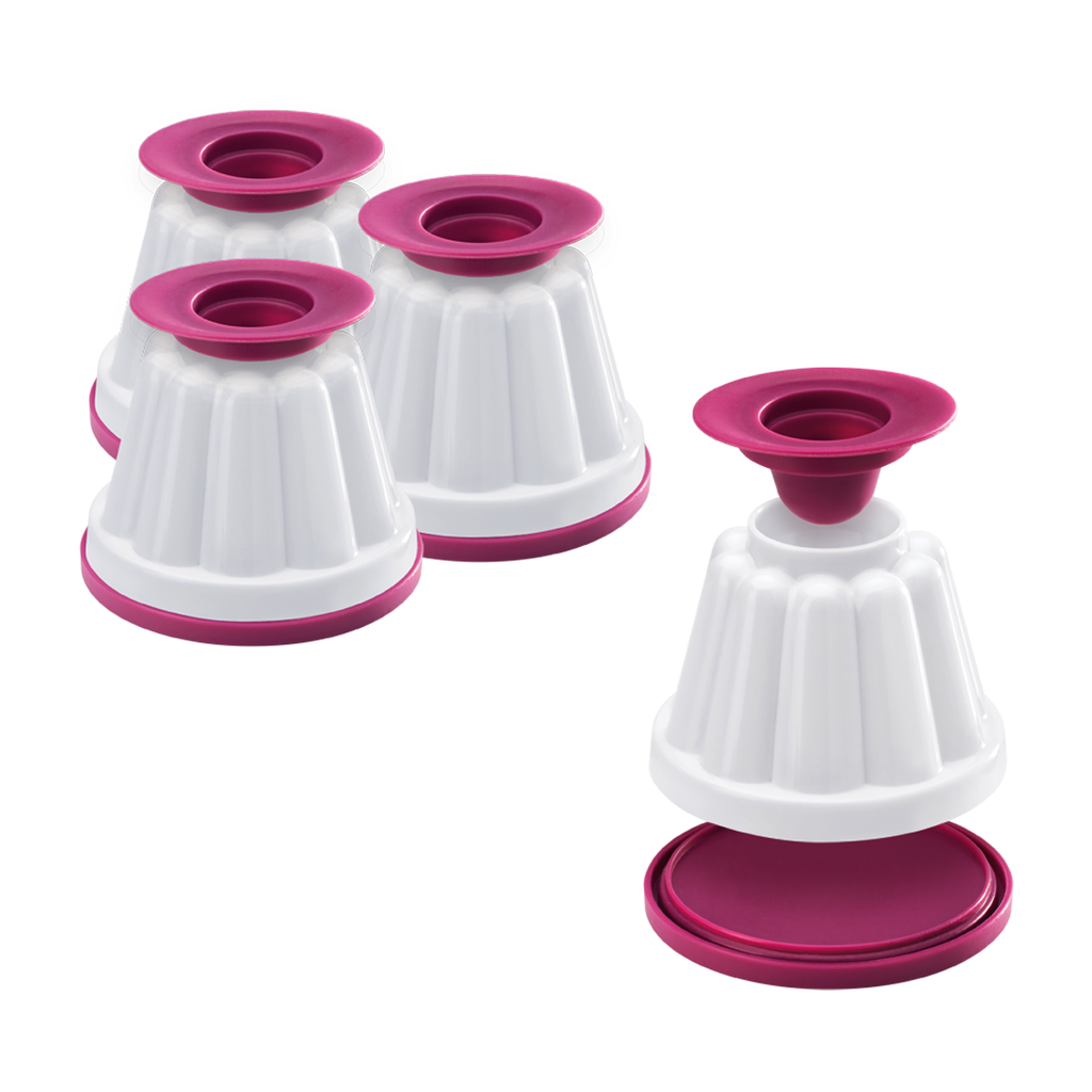 Metaltex Plastic Set 4 Creme Caramel Molds Pink White / 252396