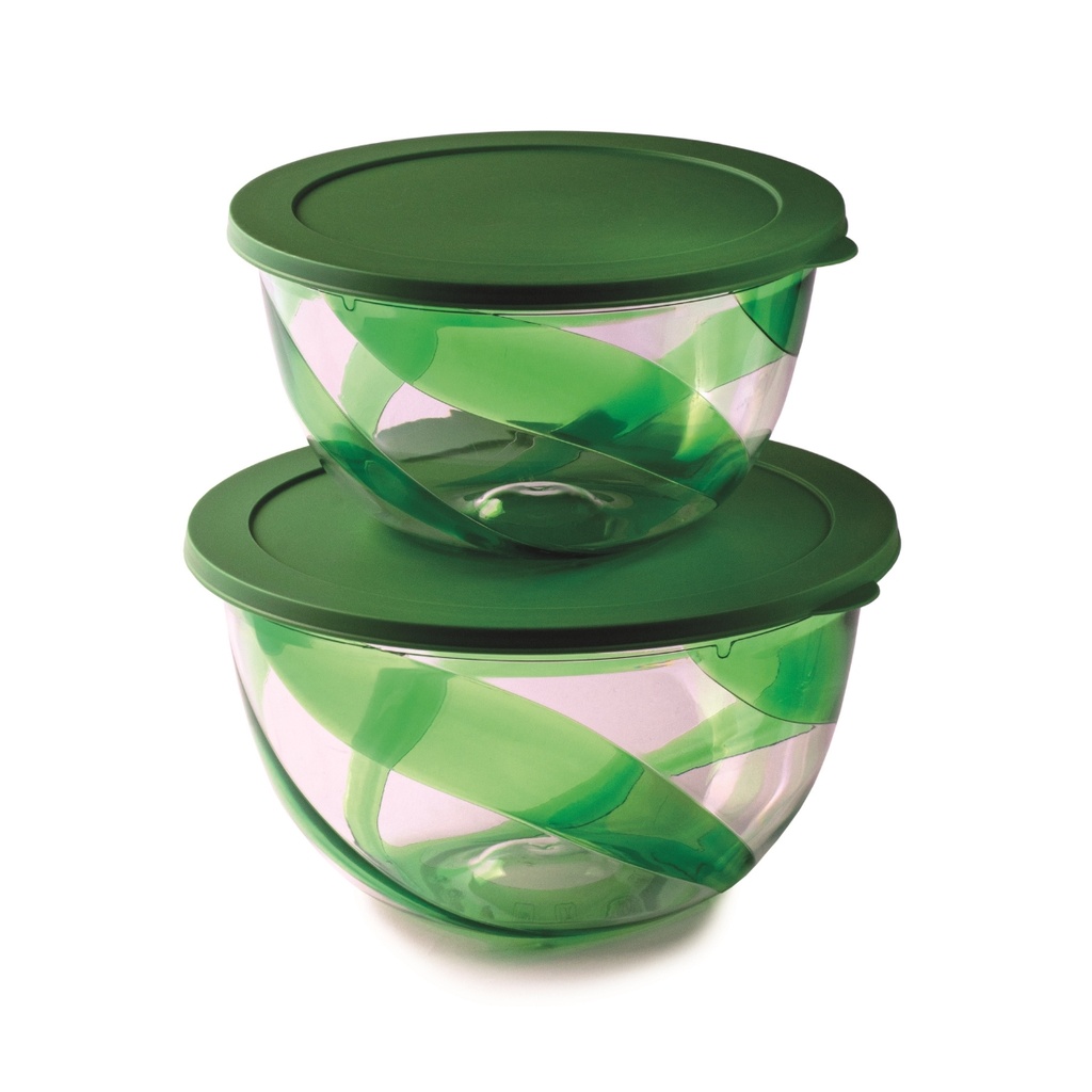 Snips 2 Pieces Salad Bowl 5 Liter and 3 Liter with lids 2 in 1 Set Green / 000875