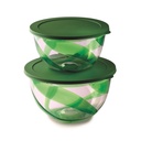 Snips 2 Pieces Salad Bowl 5 Liter and 3 Liter with lids 2 in 1 Set Green / 000875