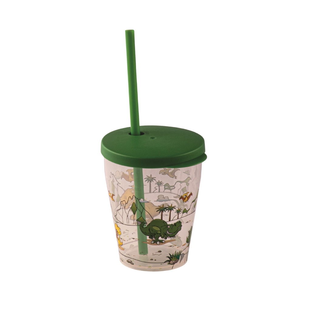 Snips Dino Cup 385 ml with Lid & Straw Set / 000586