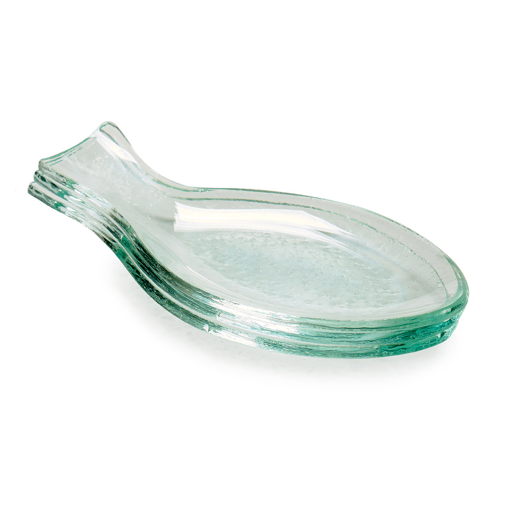 Arte Regal Transparent Spoong Shaped Glass Snack Bowls 4 Pieces Set 12.5 cm / 31458