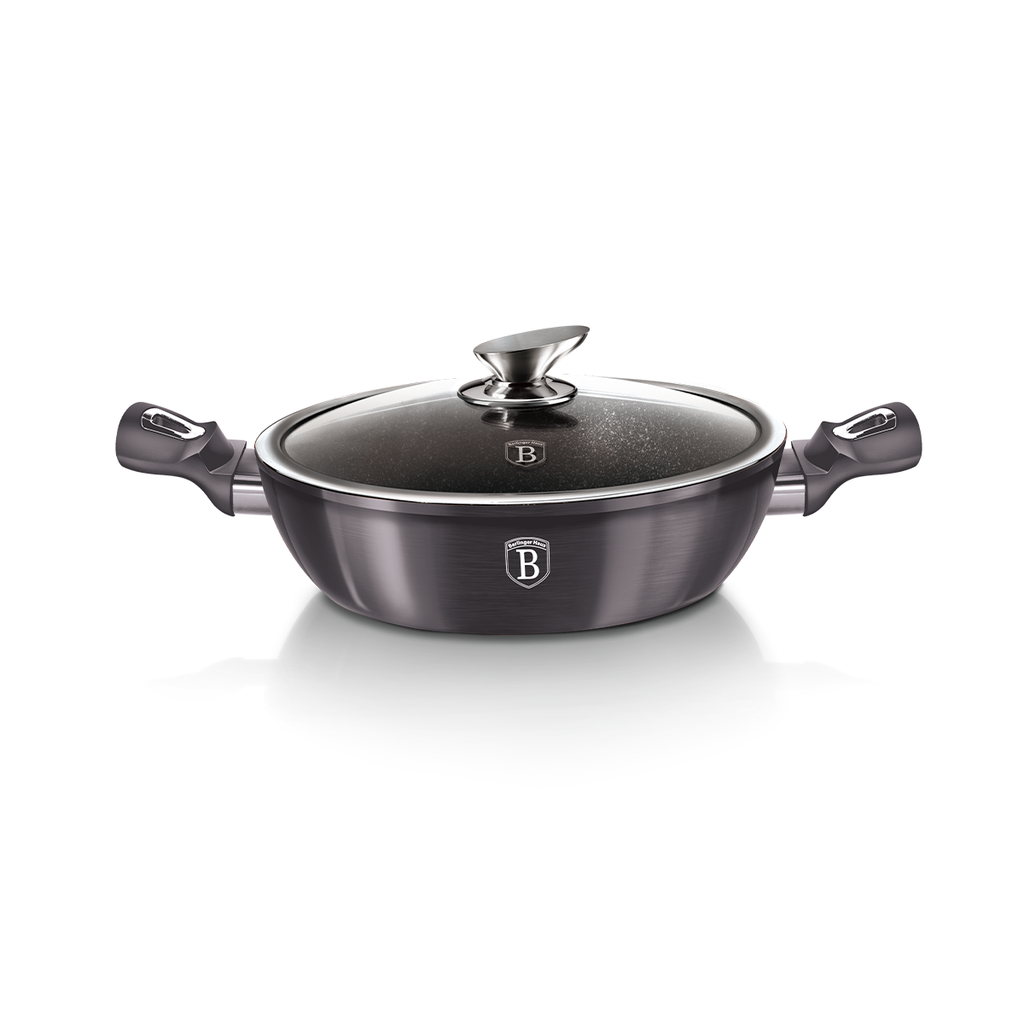 وعاء عميق من Berlinger Haus بغطاء مقاس 24 سم من مجموعة Metallic Line Carbon Pro