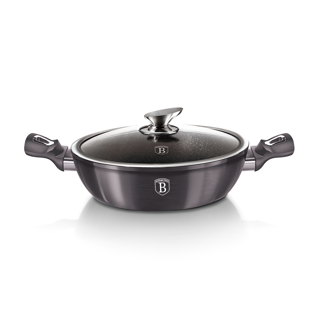 وعاء عميق من Berlinger Haus بغطاء مقاس 28 سم من مجموعة Metallic Line Carbon Pro