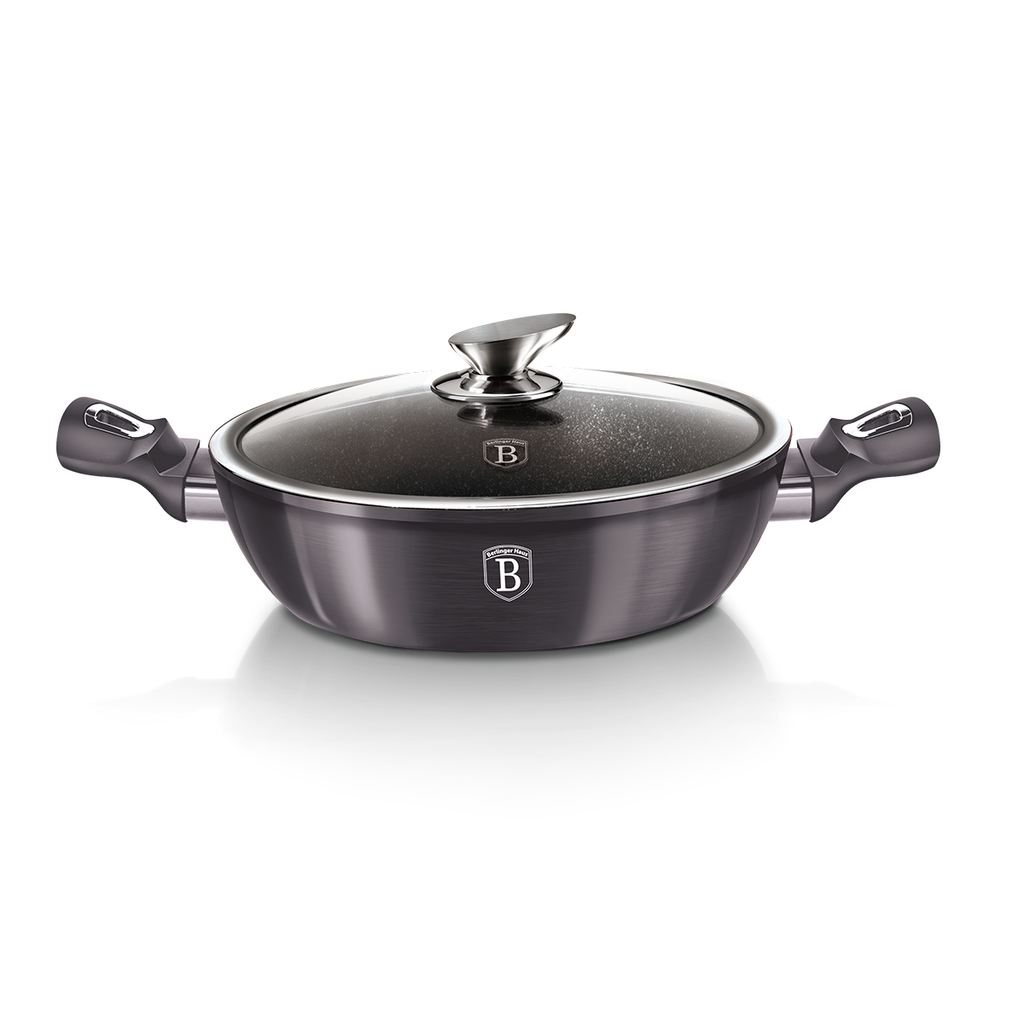 وعاء عميق من Berlinger Haus بغطاء مقاس 32 سم من مجموعة Metallic Line Carbon Pro