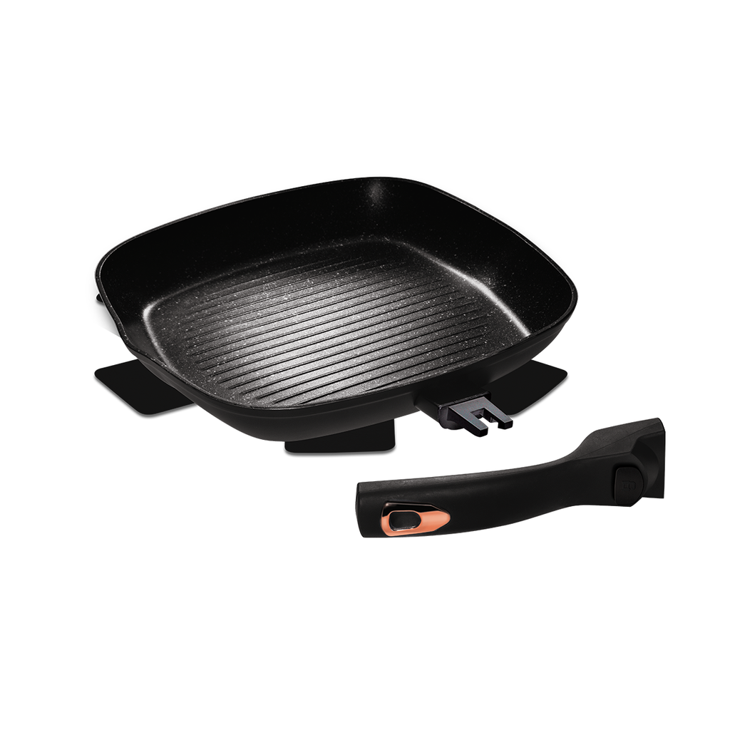 Berlinger Haus Grill Pan 28 cm with Protector and Detachable Handle Black Rose Collection / BH/1953