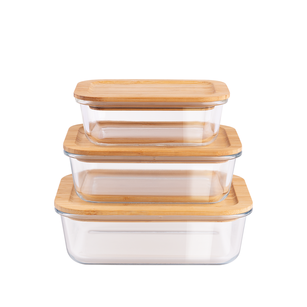 Berlinger Haus 3 Pieces Glass Food Container Set with Bamboo Lids / BH/7811