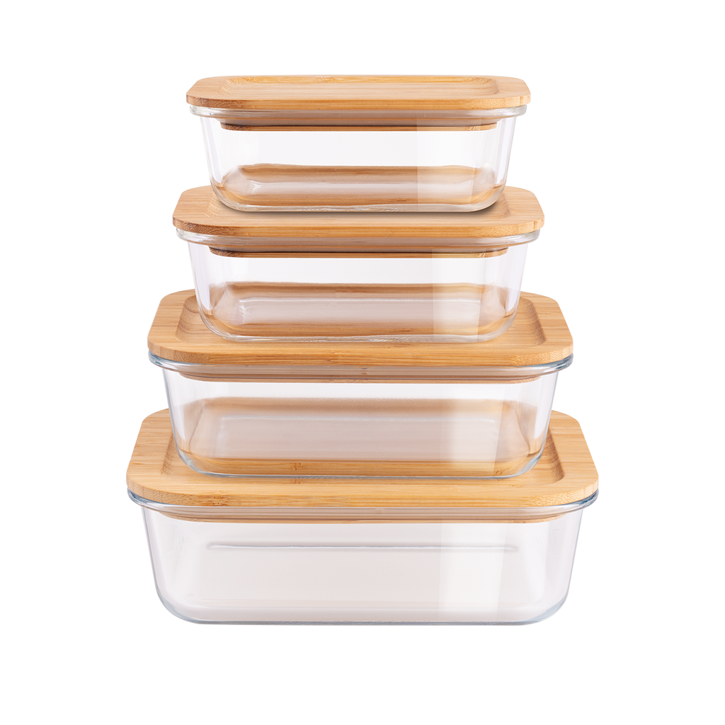 Berlinger Haus 4 Pieces Glass Food Container Set with Bamboo Lids / BH/7812