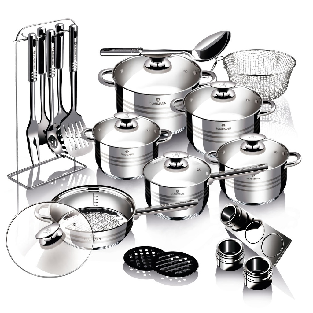 Blaumann Stainless Steel 27 Pieces Cookware Set Silver / BL-3134