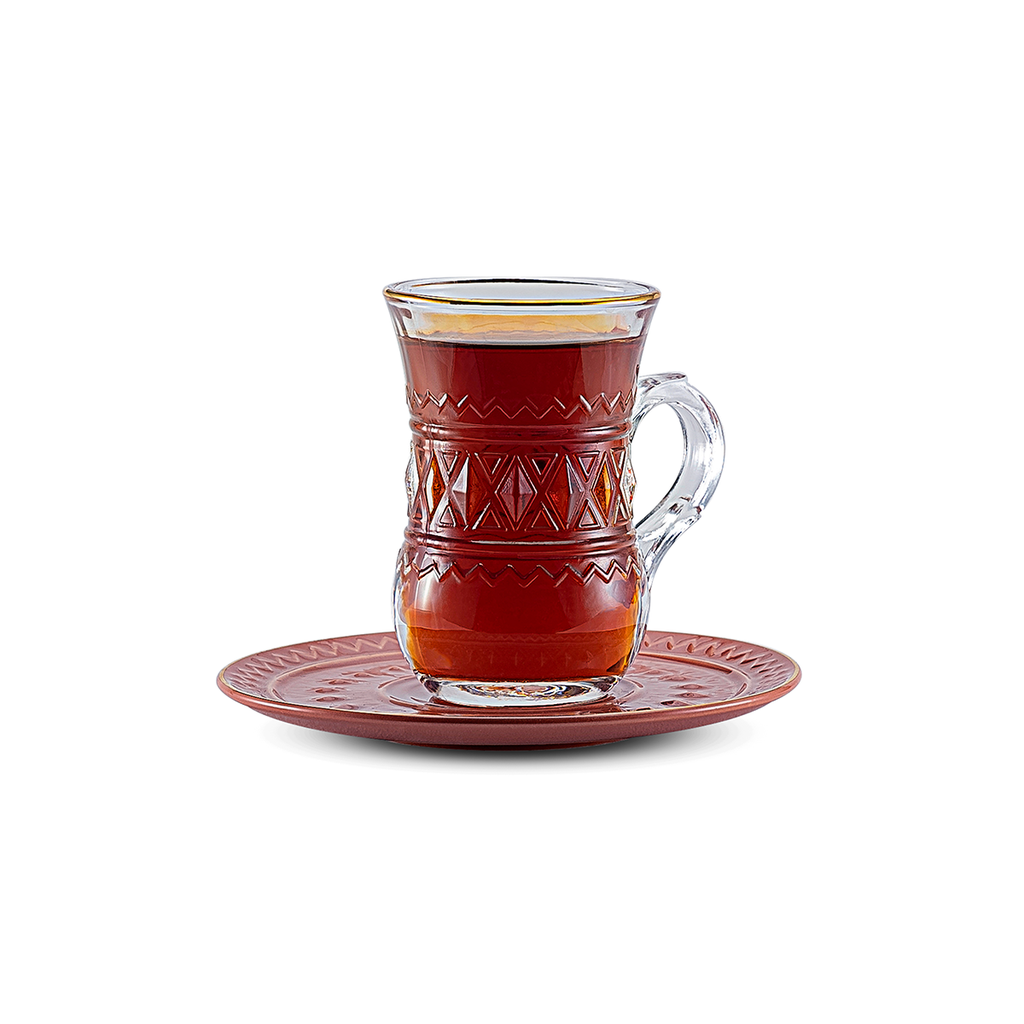 Rose Thermos RS-712 Set of 6 Piece Tea Cup and 6 Piece Saucers / 712-TEA-A33