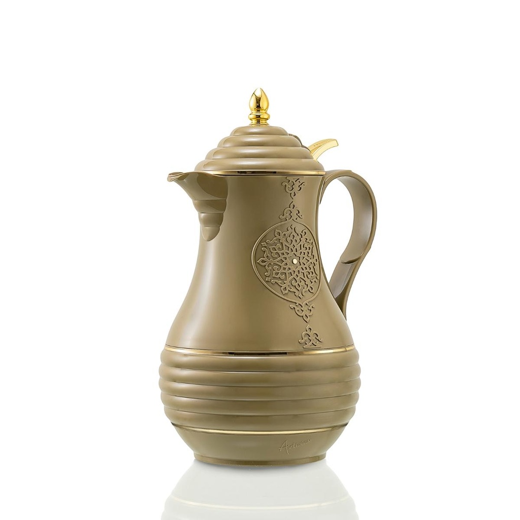 قارورة شاي أرتيفيرا مفرغه من الهواء سعة 1.0 لتر مع غطاء بزر ضغط، رمادي
