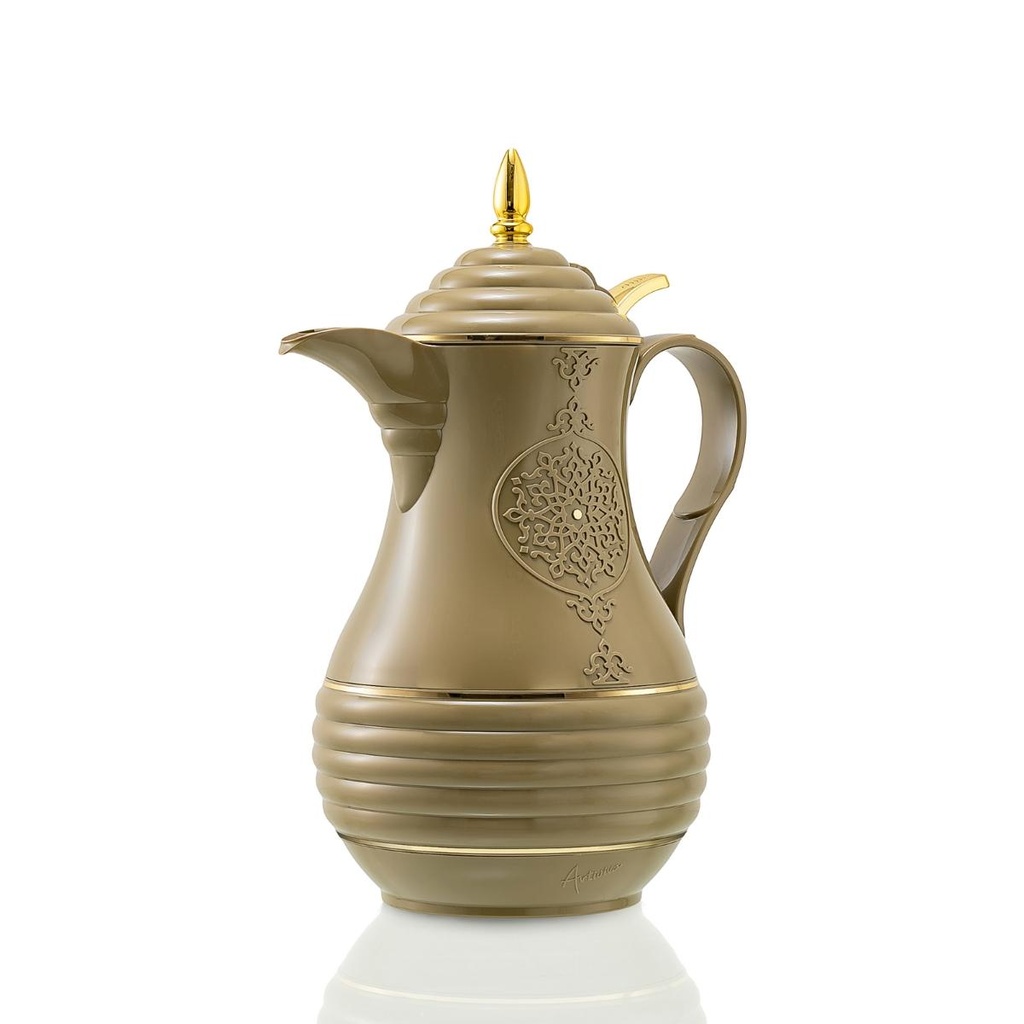 قارورة قهوة أرتيفيرا مفرغه من الهواء سعة 1.0 لتر مع غطاء بزر ضغط، لون رمادي