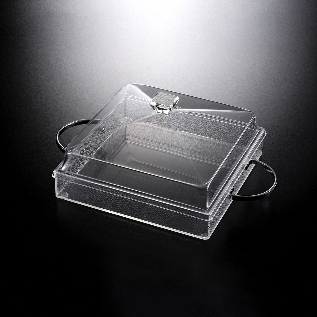 طقم تقديم أكريلك بمقابض فضية 29*29*5 سم