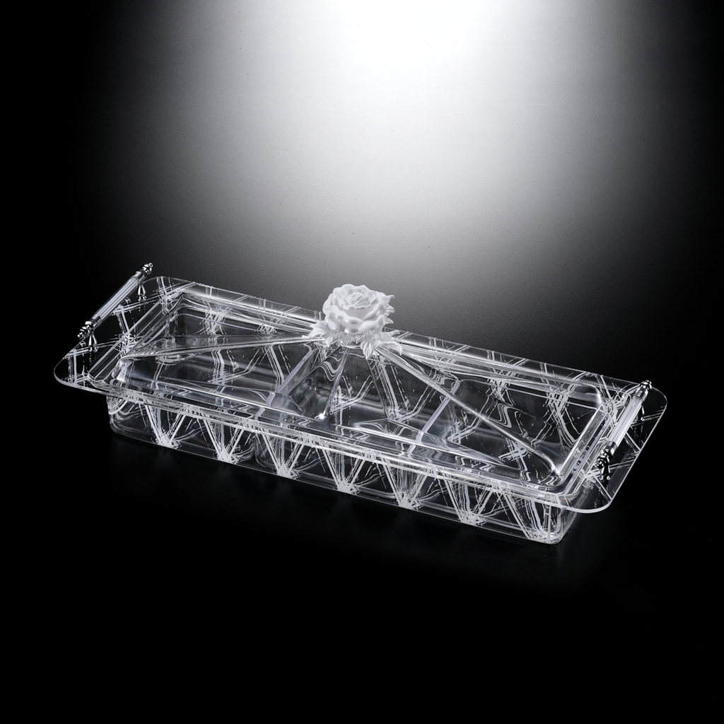 Vague Acrylic Serving Set with 3 Bowls - White