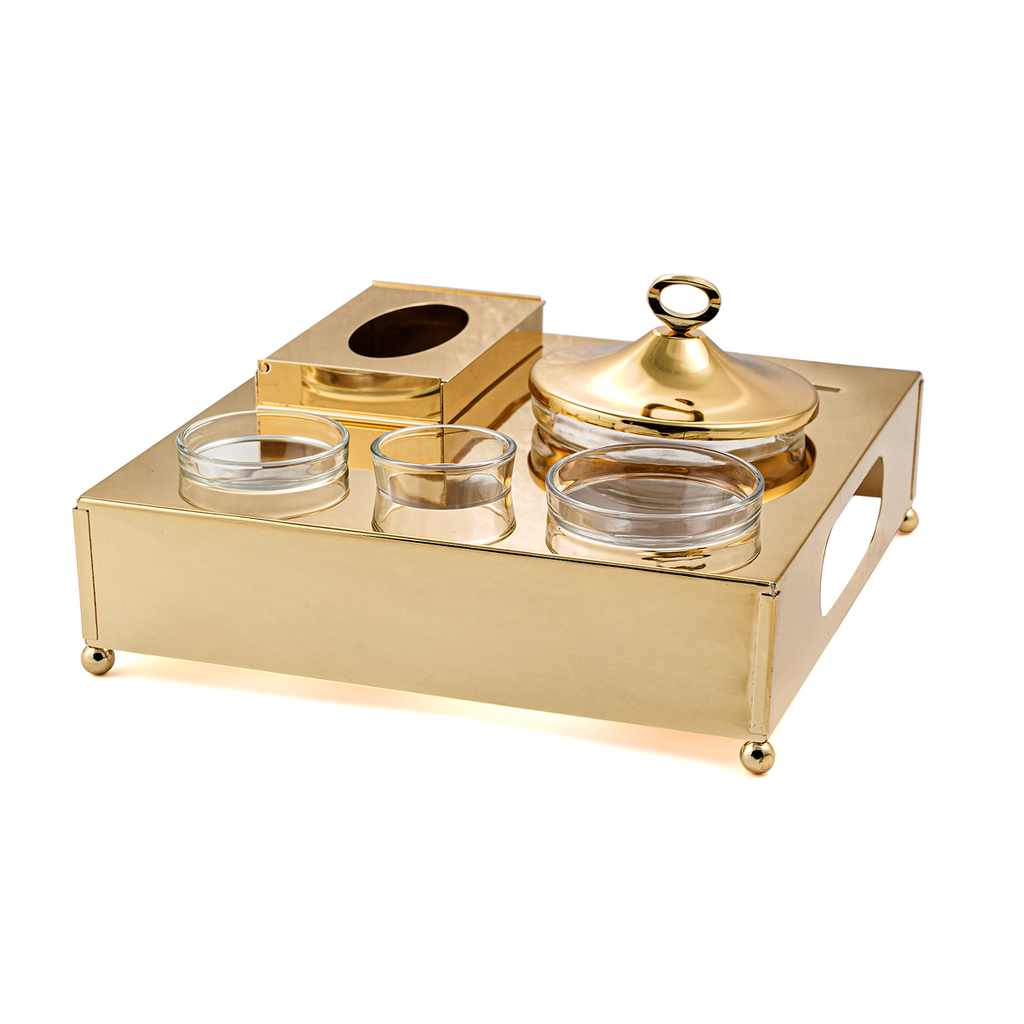 Vague 6 Pieces Golden Date Bowl Serving Set
