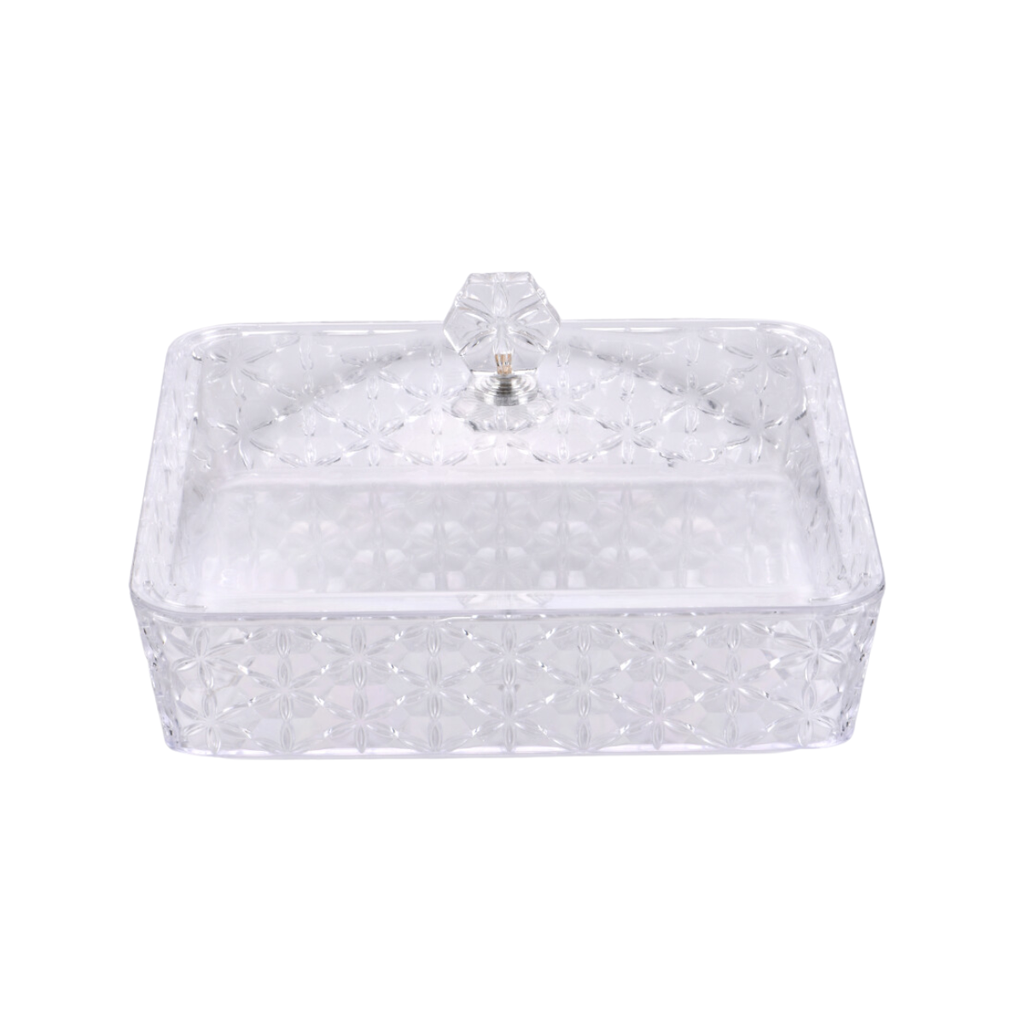 Vague Clear Square Acrylic Candy Box 27.2 cm x 27.2 cm Daisy Pattern