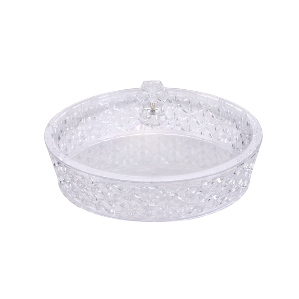 Vague Clear Round Acrylic Candy Box 25.5 cm x 25.5 cm Daisy Pattern