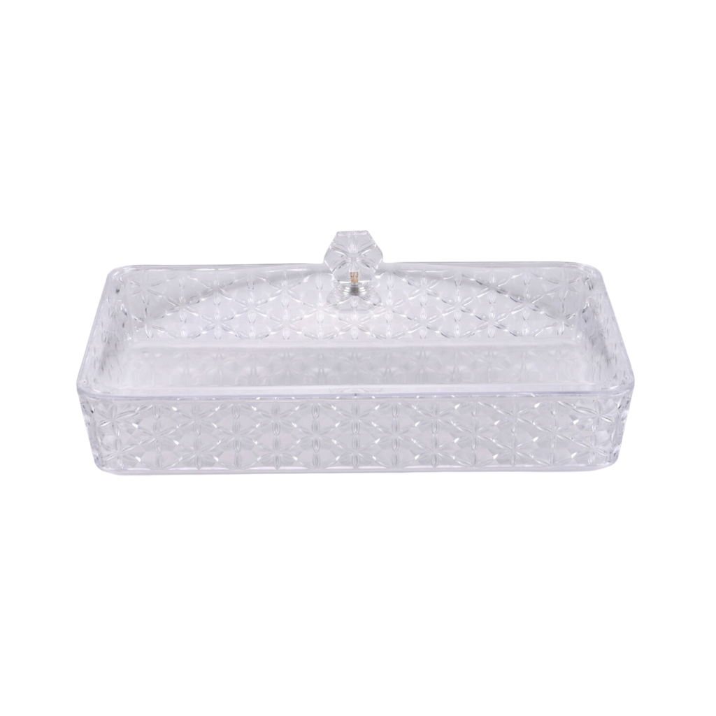 Vague Clear Rectangular Acrylic Candy Box 31.7 cm x 21 cm Daisy Pattern