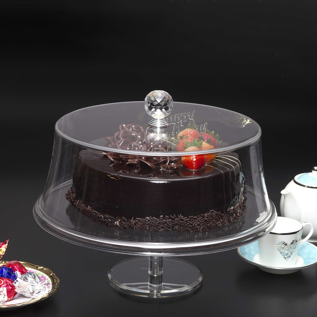 Vague Acrylic Round Cake Stand white Cover 25 cm
