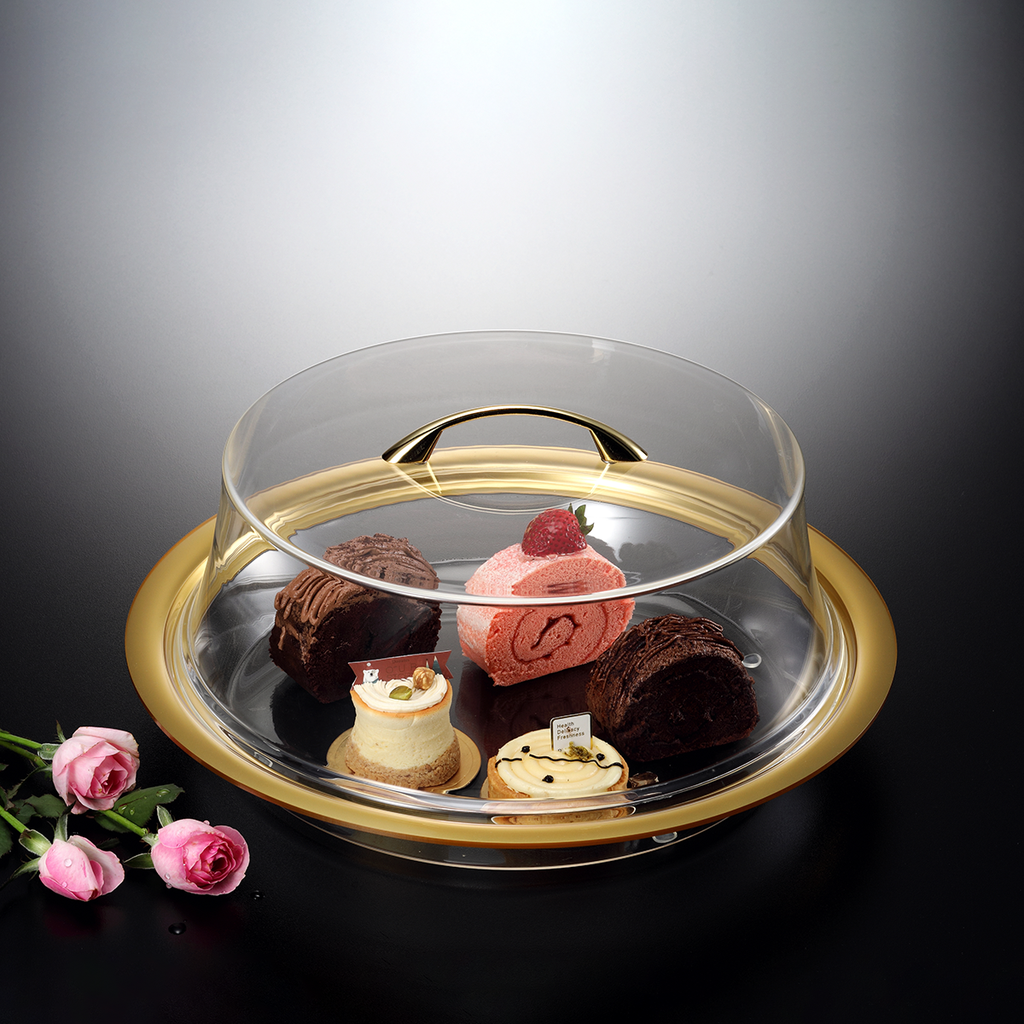 Vague Acrylic Cake Box Round Gold 45 cm
