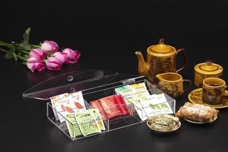Vague Acrylic Tea Bag Box with 9 Compartment 37 cm