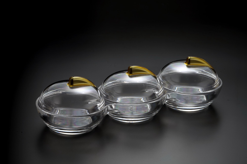 Vague Acrylic Candy Bowls Set with Gold Cover