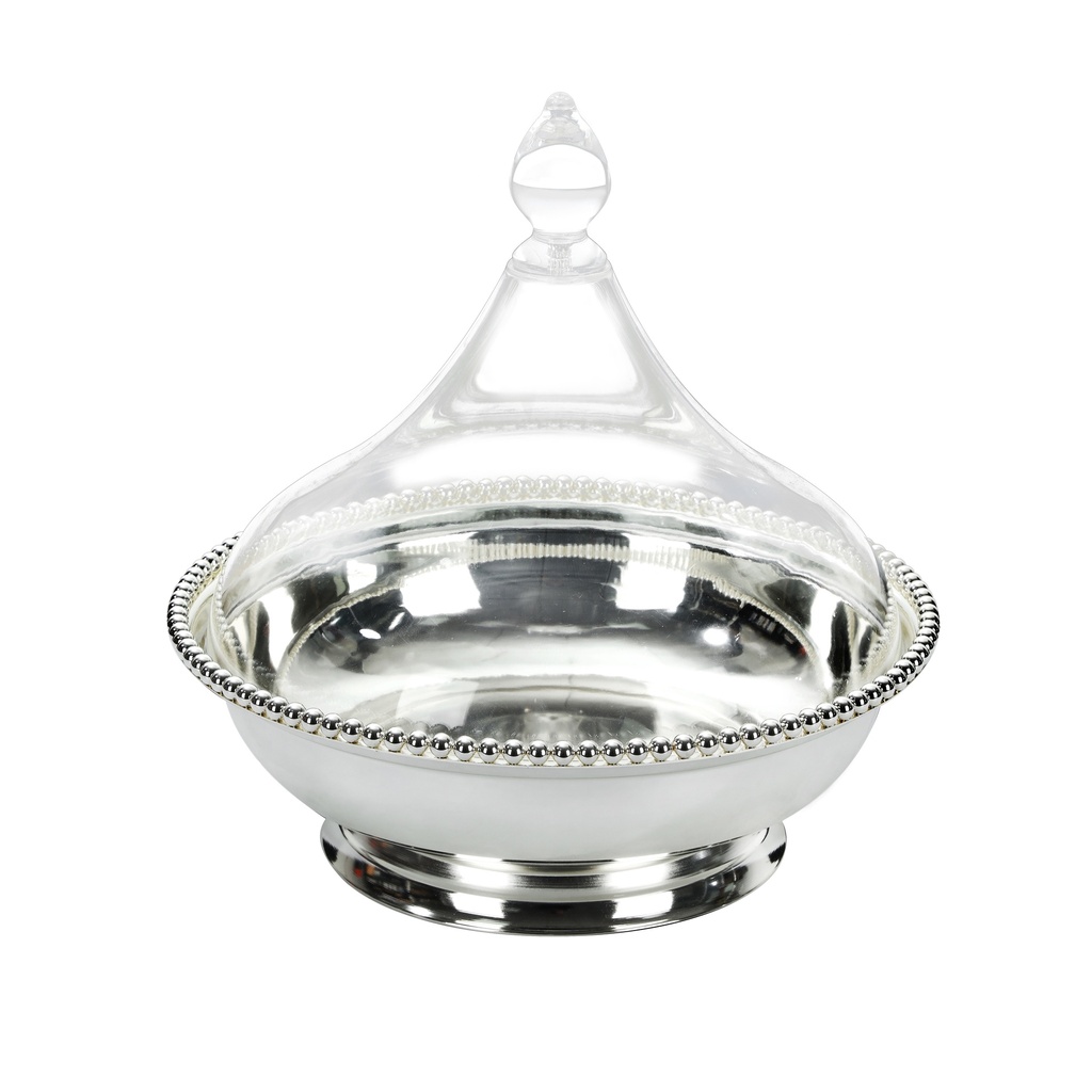 Vague Silver Steel Dates Bowl Set 19.5 cm