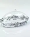 Vague Acrylic Diamond Silver Oval Dessert Set