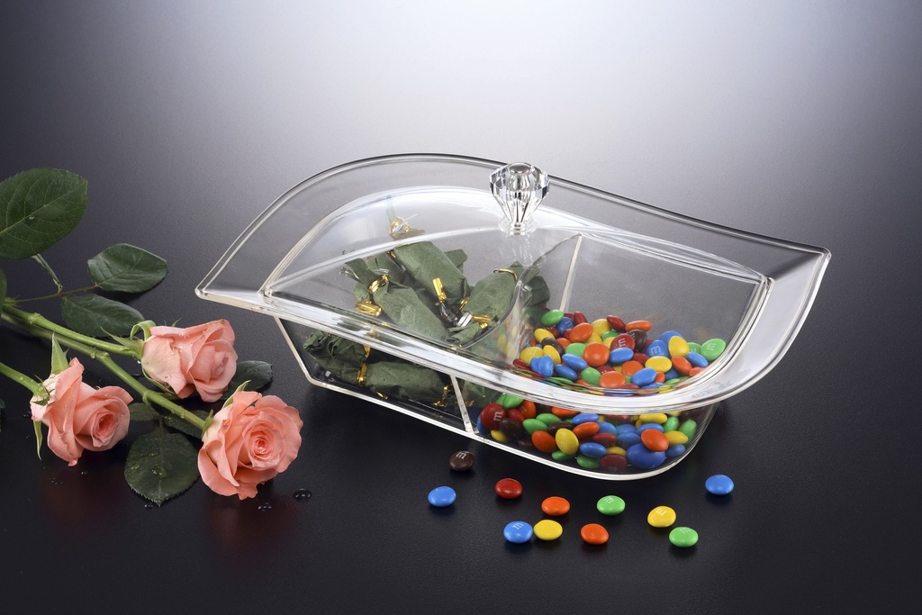 Vague Acrylic 2 Compartment Candy Serving Set 20 cm