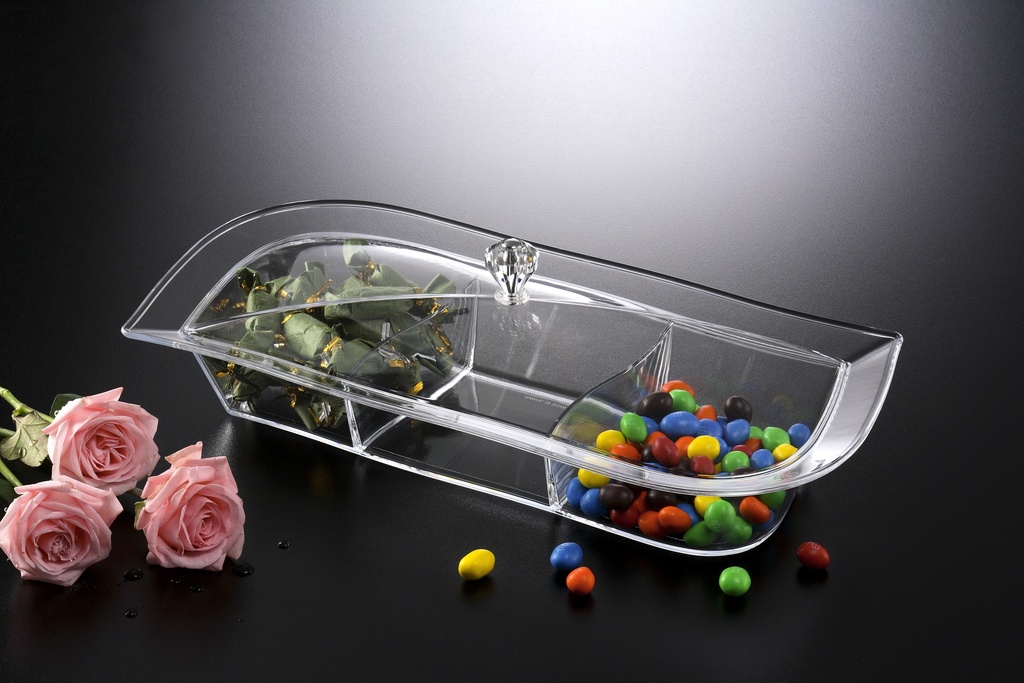 Vague Acrylic 3 Compartment Candy Serving Set 42 cm
