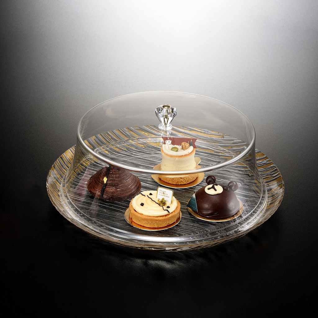 Vague Acrylic Round Cake Serving Set Golden 34 cm