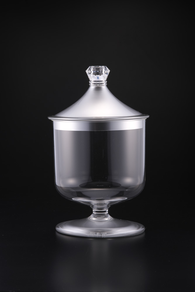 جرة أكريلك دائرية طوية حجم كبير لون فضي