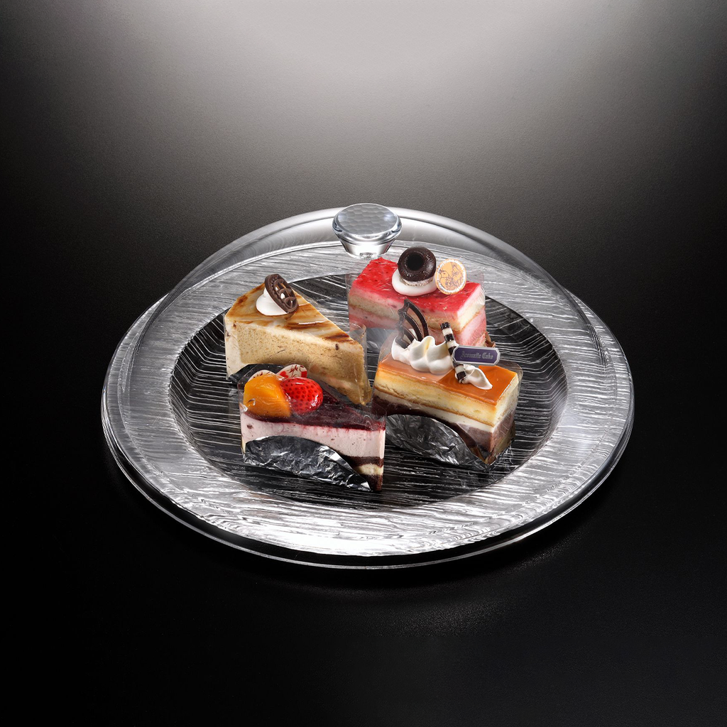 Vague Acrylic Serving Set Round Bark Silver 40 cm