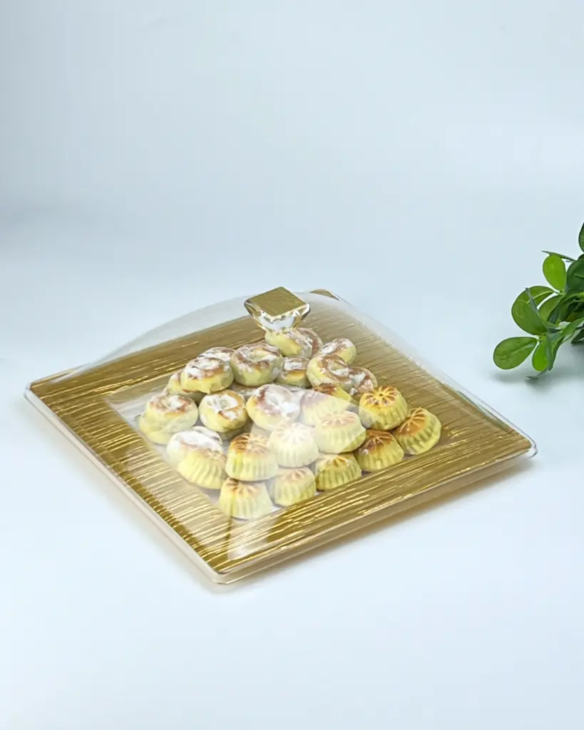 Vague Acrylic Square Serving Set Bark Golden 31 cm