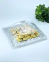 Vague Acrylic Square Serving Set Bark Silver 31 cm