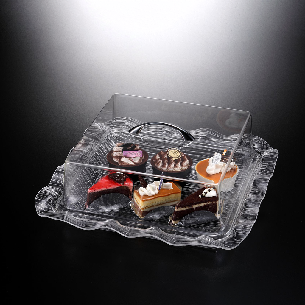 Vague Acrylic Square Cake Box Clear Bark 42 cm
