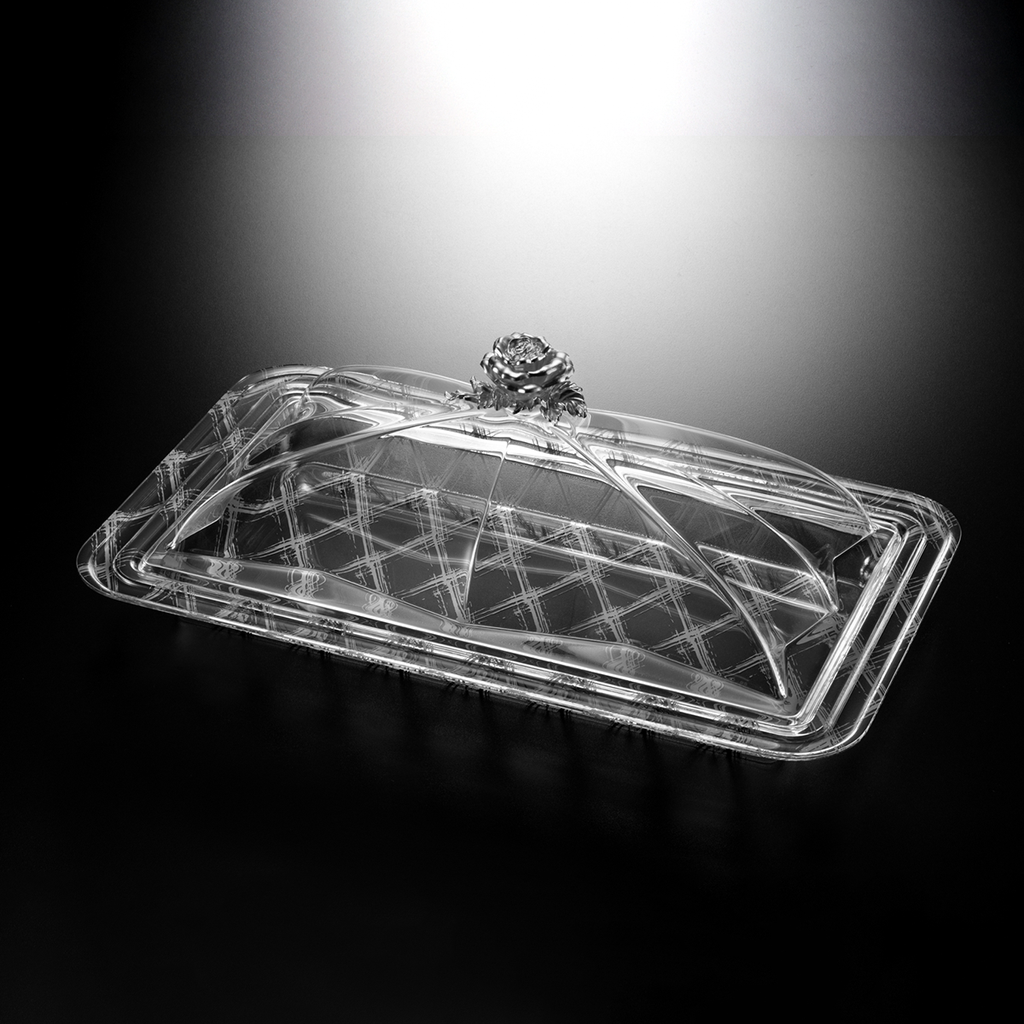 Vague Acrylic Rectangular Serving Set 60 cm Silver Design