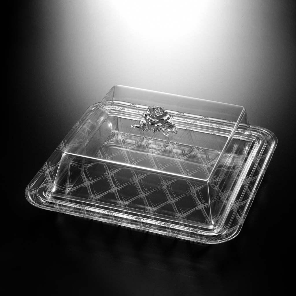 Vague Acrylic Square Serving Set 47.5 cm Silver Design