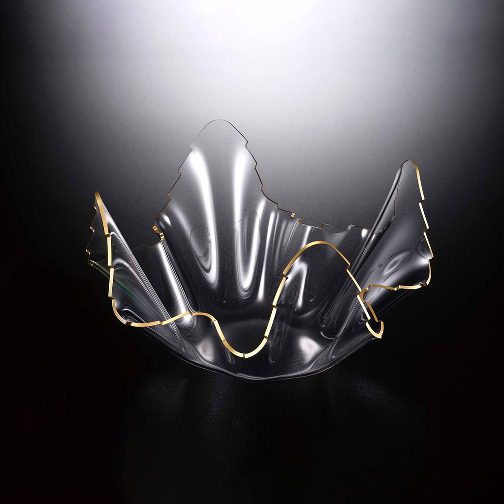 Vague Acrylic Golden Fruit Bowl 40 cm