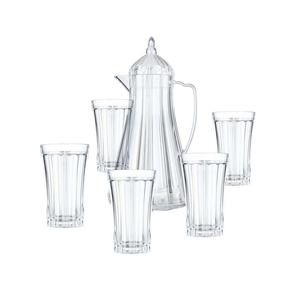 Vague Acrylic Transparent Acrylic Water Jug with6 Water Cups