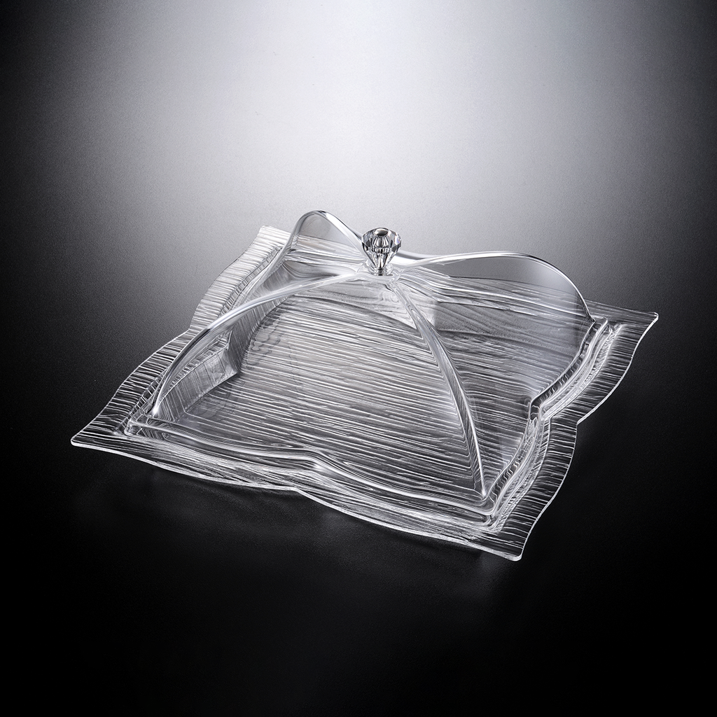Vague Acrylic Square Dessert Serving Set Clear 30 cm