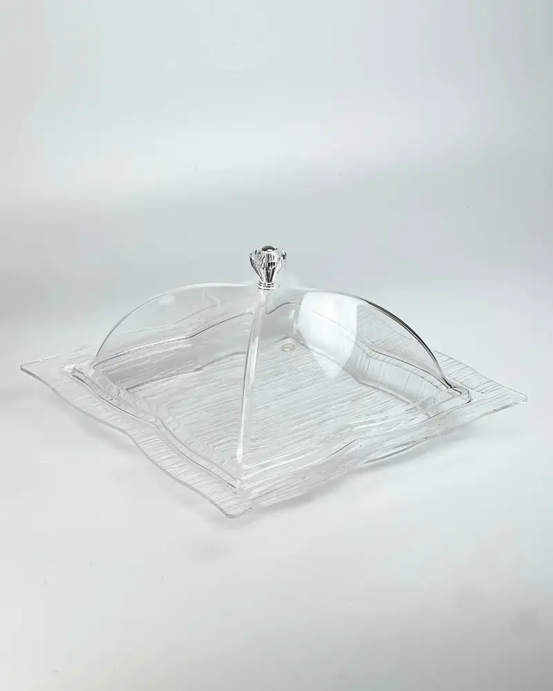 Vague Acrylic Square Dessert Serving Set Clear 30 cm