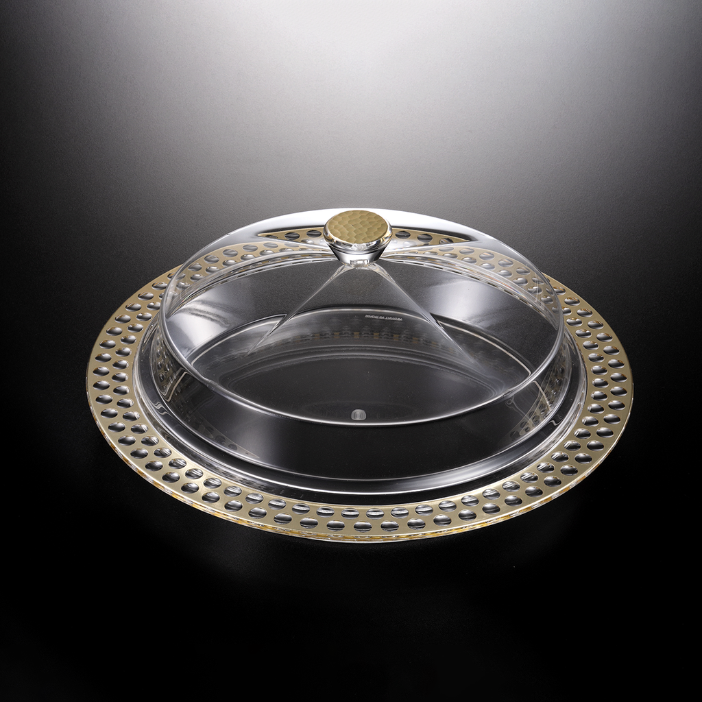 Vague Acrylic Dessert Serving Set Round with Gold Design M