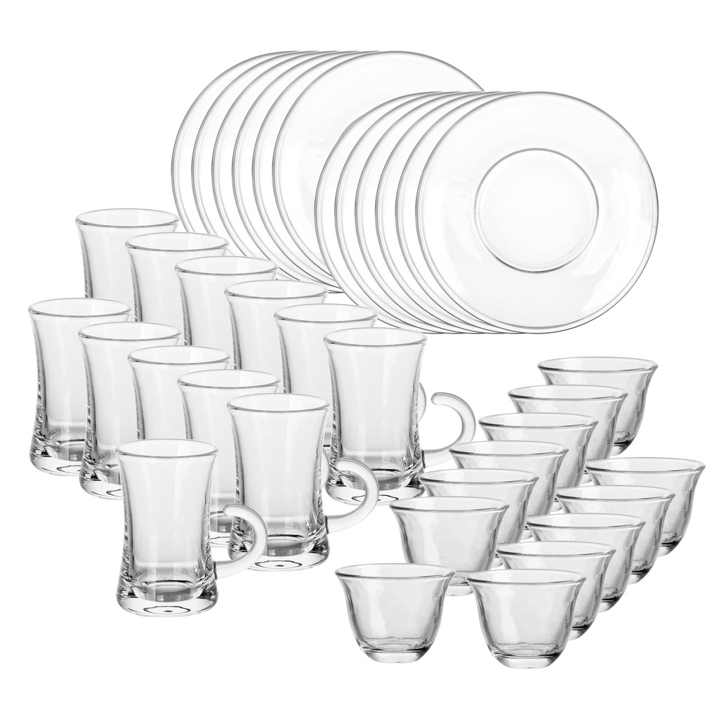 Glass 36 Pcs Tea & Coffee Set - Plain