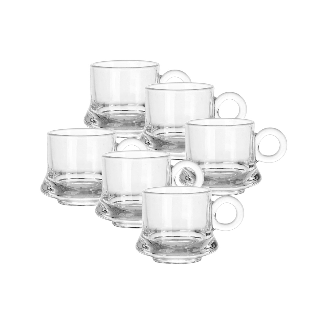 Glass 6 Pcs Tea Mug Set 105 ml - Plain